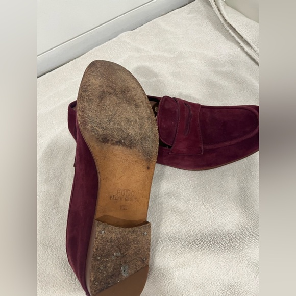 Polo by RALPH LAUREN burgundy suede penny loafers - 8.5 - Picture 5 of 7